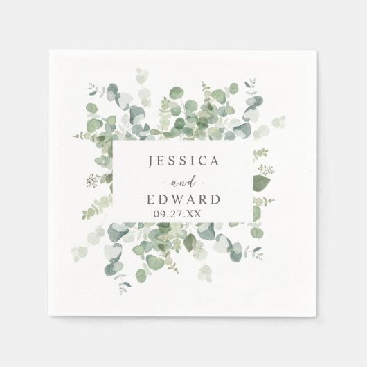 Serviette En Papier watercolor eucalyptus frame (Devant)