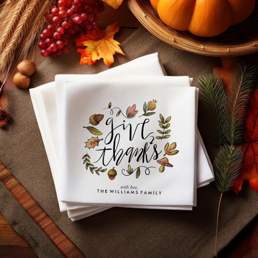 Serviette En Papier Watercolor Fall Wreath Thanksgiving Celebration