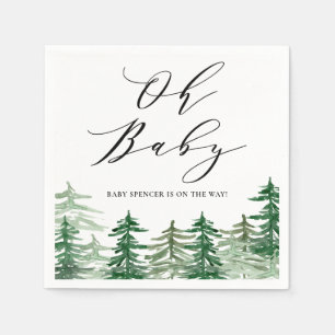 Serviette En Papier Watercolor Forest Baby shower forestier
