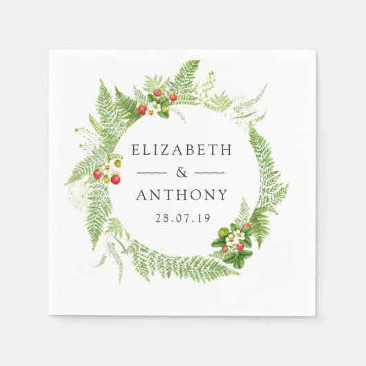 Serviette En Papier Watercolor Forest Greenery Mariage (Devant)