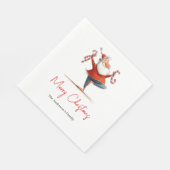 Serviette En Papier Watercolor Funny Santa Personalized Christmas (Coin)