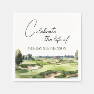 Serviette En Papier Watercolor Golf Course Golfer Célébration De La Vi
