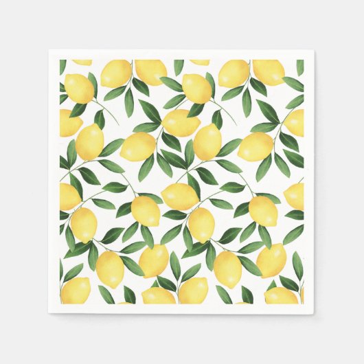 SERVIETTE EN PAPIER WATERCOLOR LEMONS (Devant)