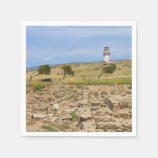 Serviette En Papier Watercolor lighthouse (Devant)