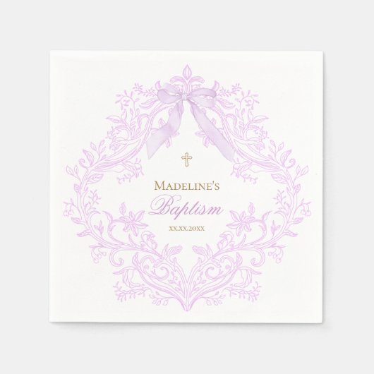 Serviette En Papier  watercolor lilac purple Baptism (Devant)