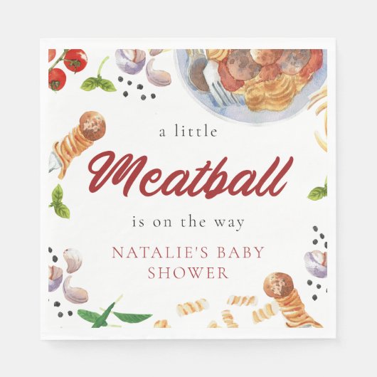 Serviette En Papier Watercolor Meatball Baby shower italien (Devant)