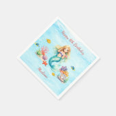 Serviette En Papier Watercolor Mermaid Birthday (Coin)