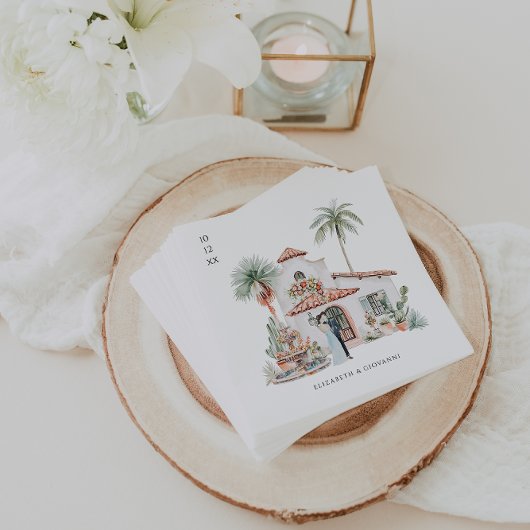 Serviette En Papier Watercolor Mexico Hacienda | Wedding
