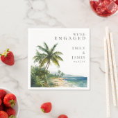 Serviette En Papier Watercolor moderne Tropical Beach Engagement Party (En situation)