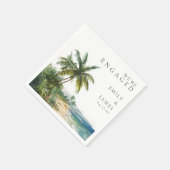 Serviette En Papier Watercolor moderne Tropical Beach Engagement Party (Coin)