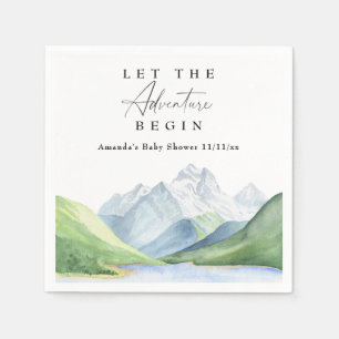 Serviette En Papier Watercolor montagnes - Laissez l'aventure commence