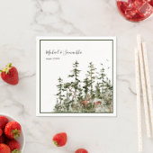 Serviette En Papier Watercolor Mountain Forest Mariage rustique (En situation)
