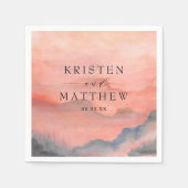Serviette En Papier Watercolor Mountain Rustic Sunset Mariage (Devant)