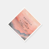 Serviette En Papier Watercolor Mountain Sunset Rustique Mariage (Coin)