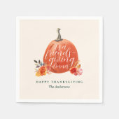 Serviette En Papier Watercolor Orange Pumpkin Friendsgiving Dinner (Devant)