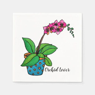 Serviette En Papier Watercolor Orchid Plant