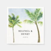 Serviette En Papier Watercolor Palm Tree Beach Wedding (Devant)