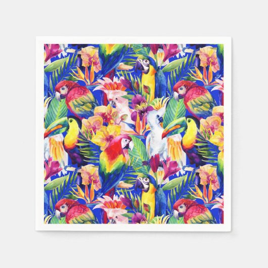 Serviette En Papier Watercolor Parrots (Devant)