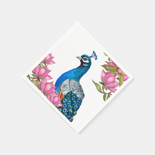 Serviette En Papier Watercolor peacock (Coin)