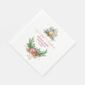 Serviette En Papier Watercolor Pine 1er Noël Anniversaire Calligraphie (Coin)