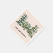 Serviette En Papier Watercolor Pine Forest & Mountain Rustic (Coin)