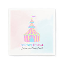 Watercolor Pink and Blue Circus Tent Gender Reveal