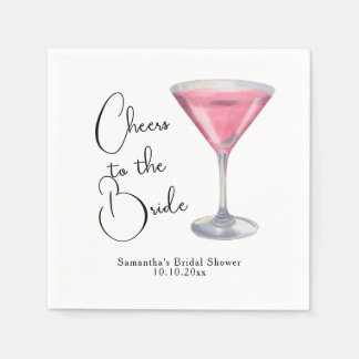 Serviette En Papier Watercolor Pink Cocktail Bridal Shower