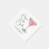 Serviette En Papier Watercolor Pink Cocktail Bridal Shower (Coin)