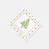 Serviette En Papier Watercolor Pink Mahjong Christmas Tree Party (Coin)