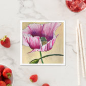 Serviette En Papier Watercolor pink poppy art flower (En situation)