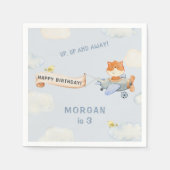 Serviette En Papier Watercolor Plane Cute Fox fête d'anniversaire (Devant)