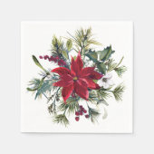 Serviette En Papier Watercolor Poinsettia Pattern  (Devant)