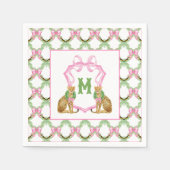 Serviette En Papier Watercolor Preppy Leopard Monogram Crest (Devant)