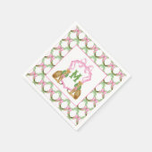 Serviette En Papier Watercolor Preppy Leopard Monogram Crest (Coin)