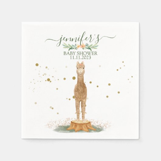 Serviette En Papier Watercolor Print Alpaca Baby (Devant)