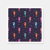 Serviette En Papier Watercolor Seahorses on Navy Blue (Devant)
