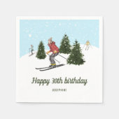 Serviette En Papier Watercolor Skier Women Winter Birthday Party (Devant)