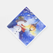 Serviette En Papier Watercolor snowman Merry Christmas (Coin)