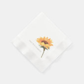 Serviette En Papier Watercolor Sunflower Personalized Coined Wedding (Coin)