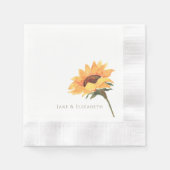 Serviette En Papier Watercolor Sunflower Personalized Coined Wedding (Devant)