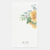 Serviette En Papier Watercolor  Sunflowers Monogram (Devant)