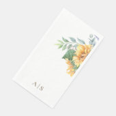 Serviette En Papier Watercolor  Sunflowers Monogram (Coin)