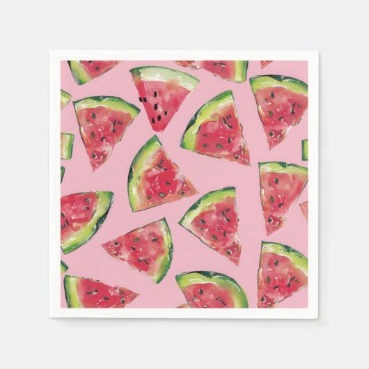 Serviette En Papier Watercolor Watermelon Party (Devant)