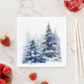 Serviette En Papier Watercolor winter forest Christmas tree (En situation)