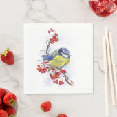 Serviette En Papier Watercolor winter titmouse bird illustration branc (En situation)