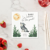 Serviette En Papier Watercolor Wolf Baby Shower  (En situation)