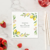 Serviette En Papier Watercolor Wreath Mediterranean Citrus Wedding (En situation)