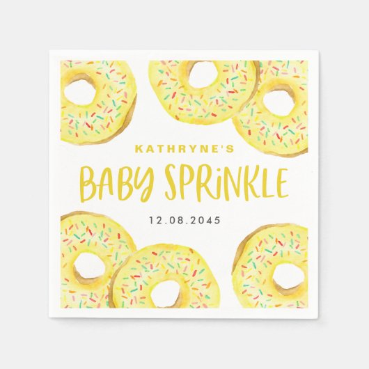 Serviette En Papier Watercolor Yellow Sprinkle Donuts Baby Sprinkle (Devant)