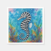 Serviette En Papier Watercolor Zebra Seahorse (Devant)