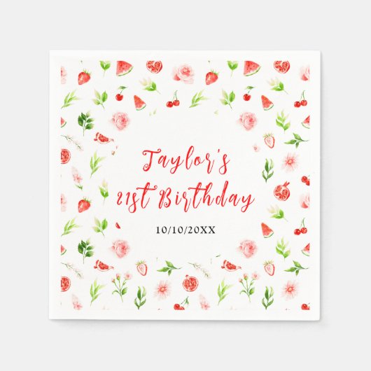 Serviette En Papier Watermelon and Pomegranate Birthday (Devant)